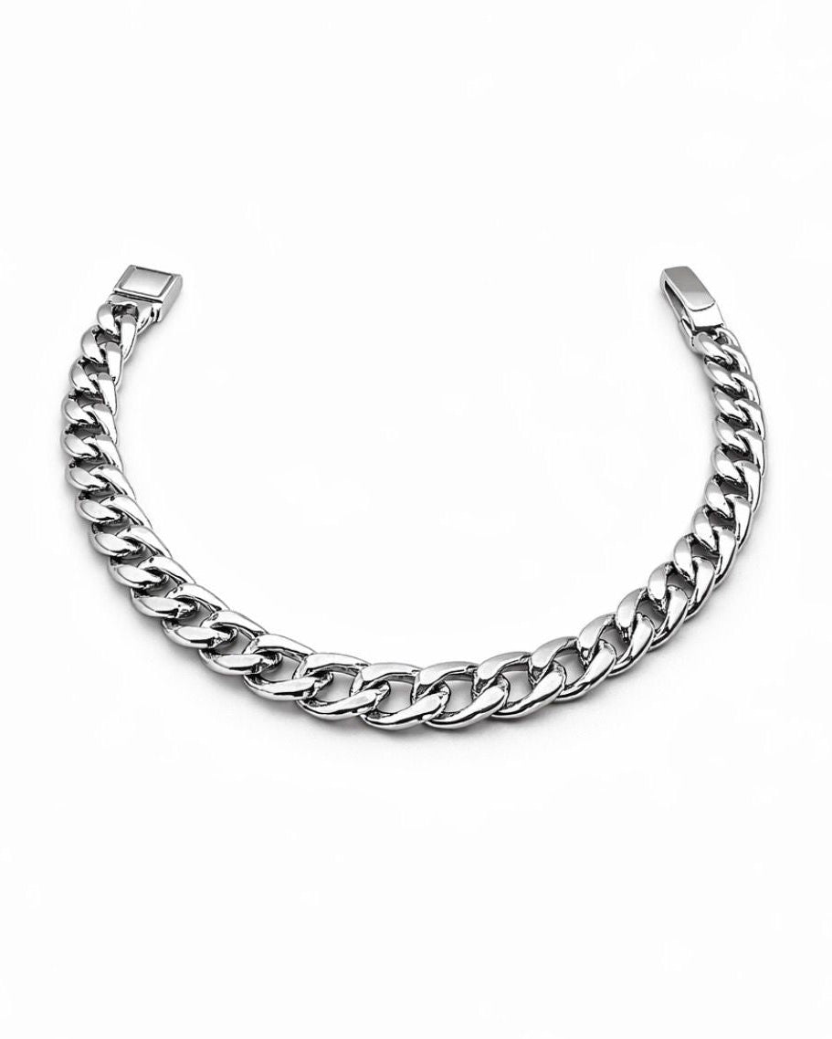 White Gold Plated Curb Bracelet